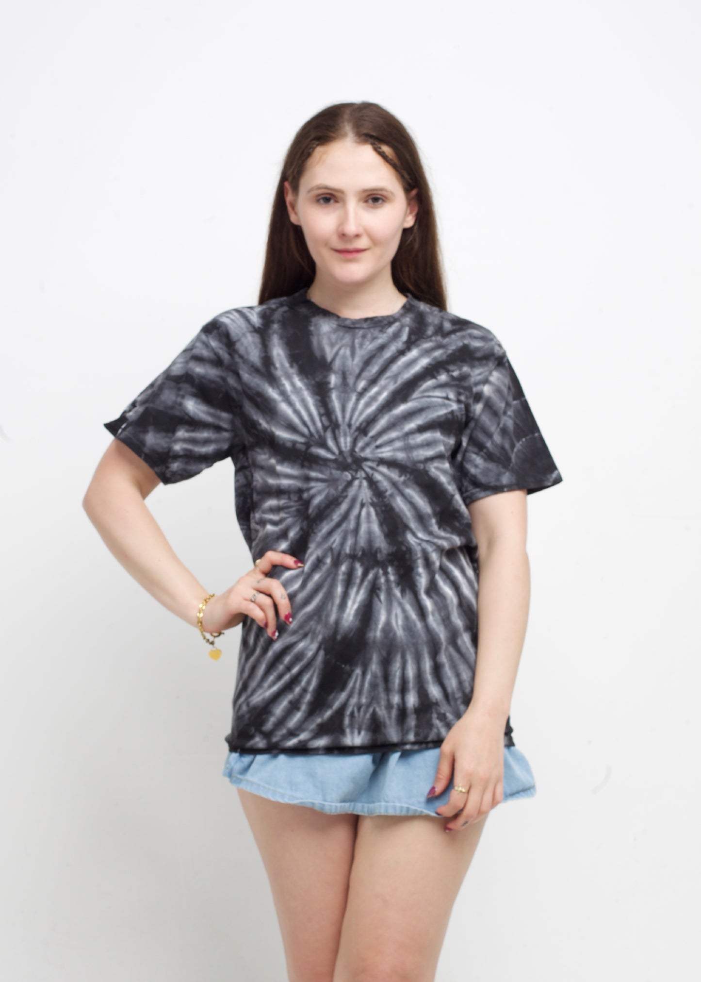 Black Spiral Tie Dye T-Shirt (Clouseout)