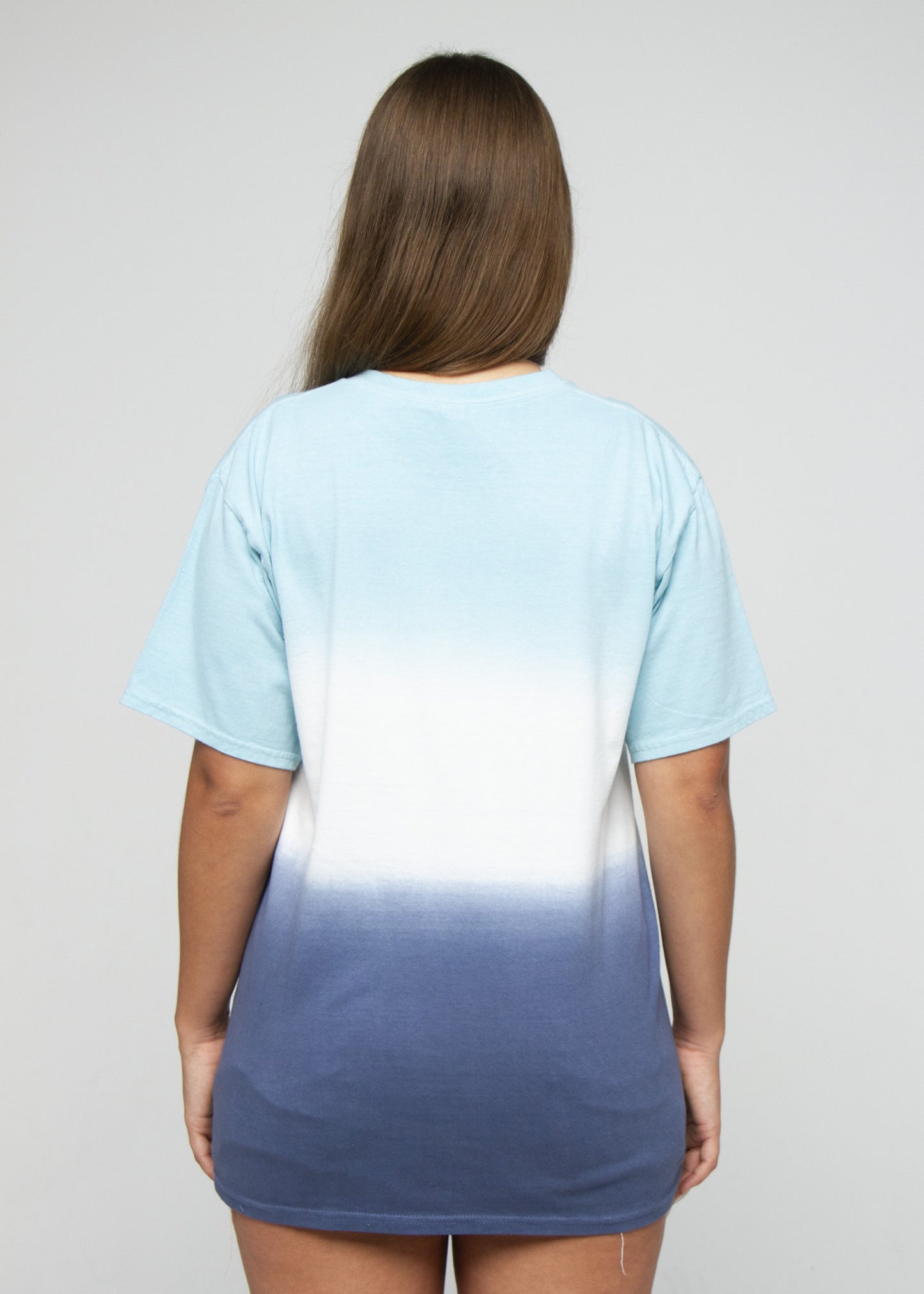 Aqua White Navy Dip Dye T-Shirt V3