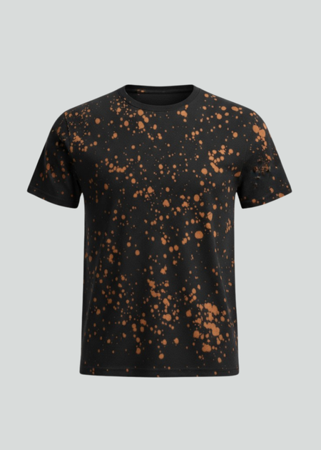 Black / Rust Sprinkle Tie Dye Short Sleeve T-Shirt | Custom Colors
