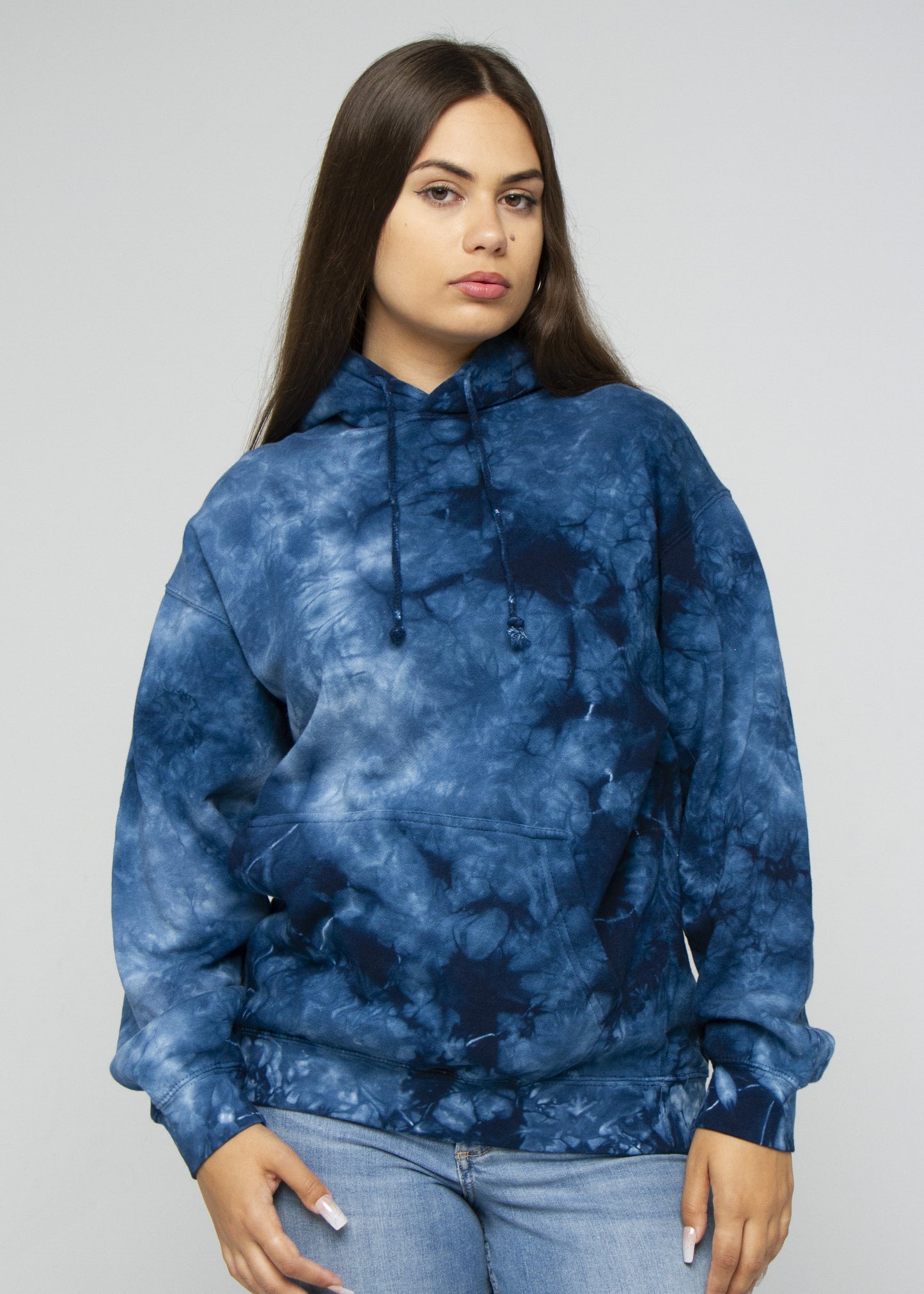 Blue Crystal Wash Tie Dye Hoodie