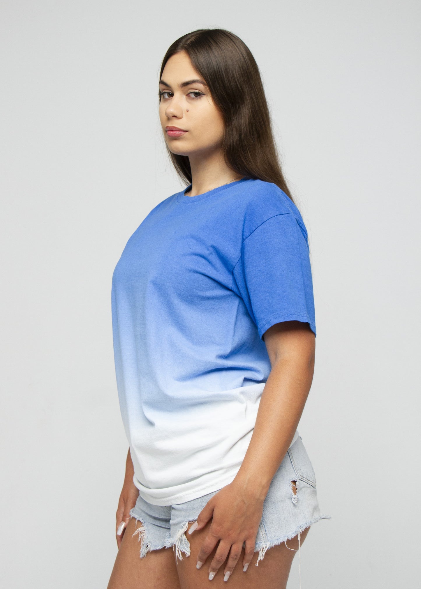 Blue White Dip Dye T-Shirt