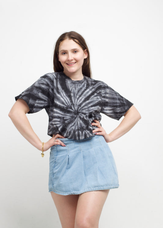 Black Spiral Tie Dye T-Shirt (Clouseout)