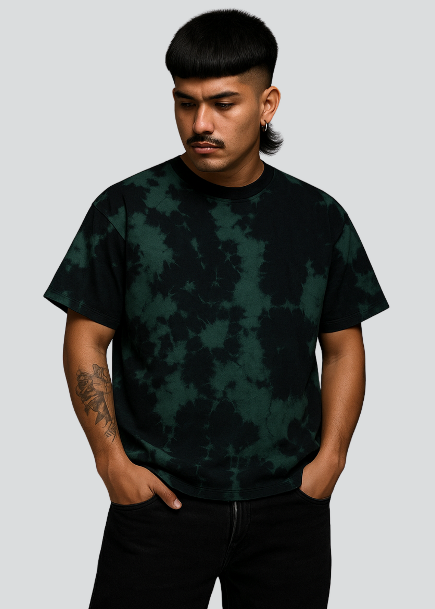 Black / Forest Green Crystal Wash T-Shirt