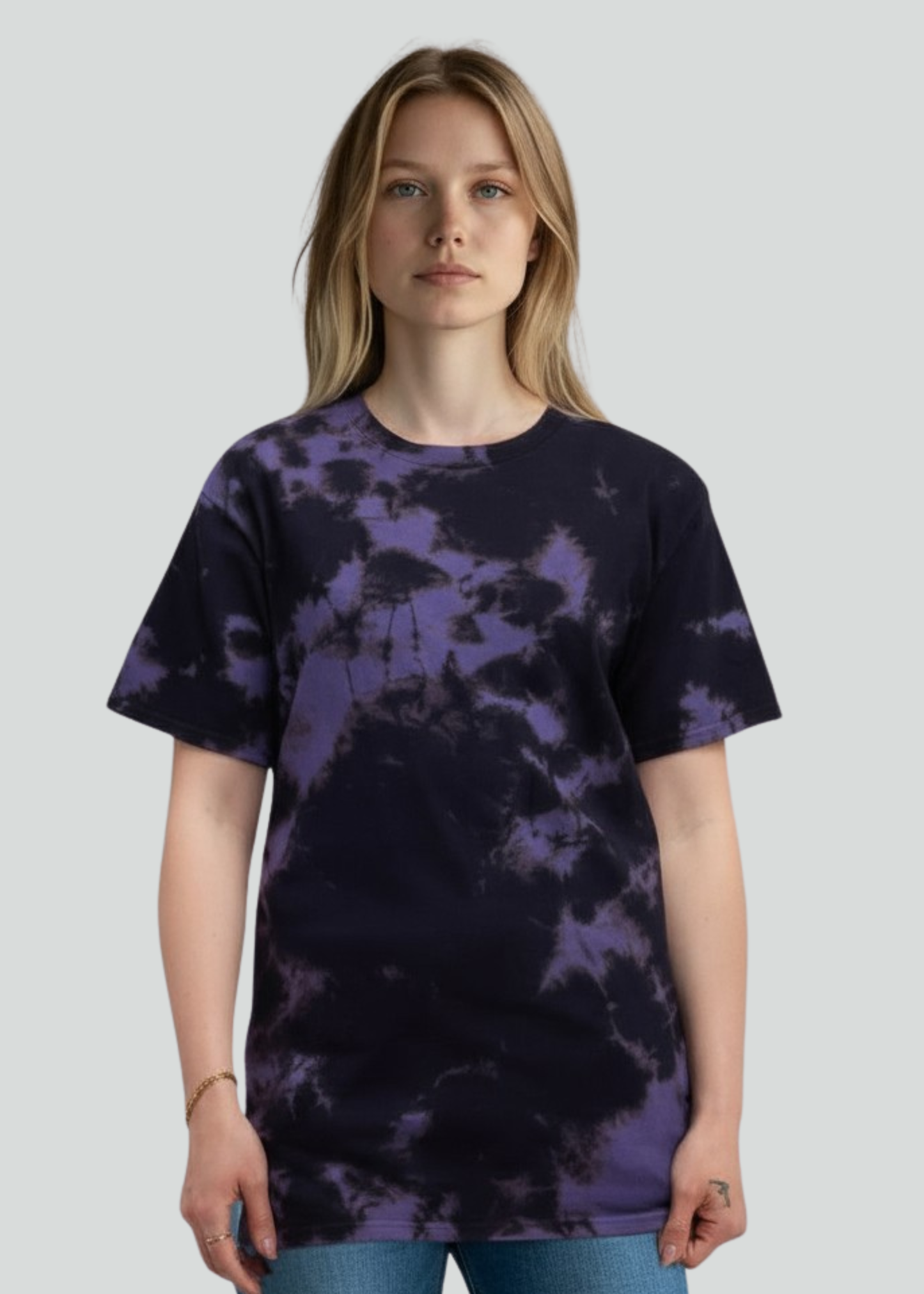Black Purple Crystal Wash Tie Dye T-Shirt
