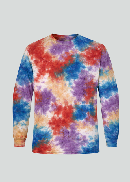 Multicolor Blotchy Tie Dye Long Sleeve T-Shirt 1 – Custom Colors