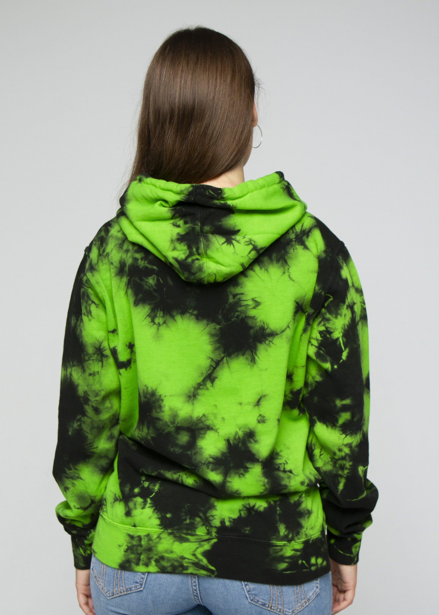 Green Black Crystal Wash Tie Dye Hoodie