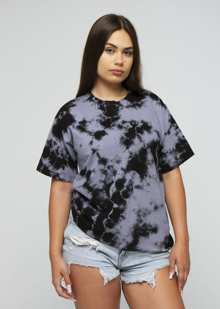 Lavender / Black Crystal Wash Short Sleeve T-Shirt | Custom Colors