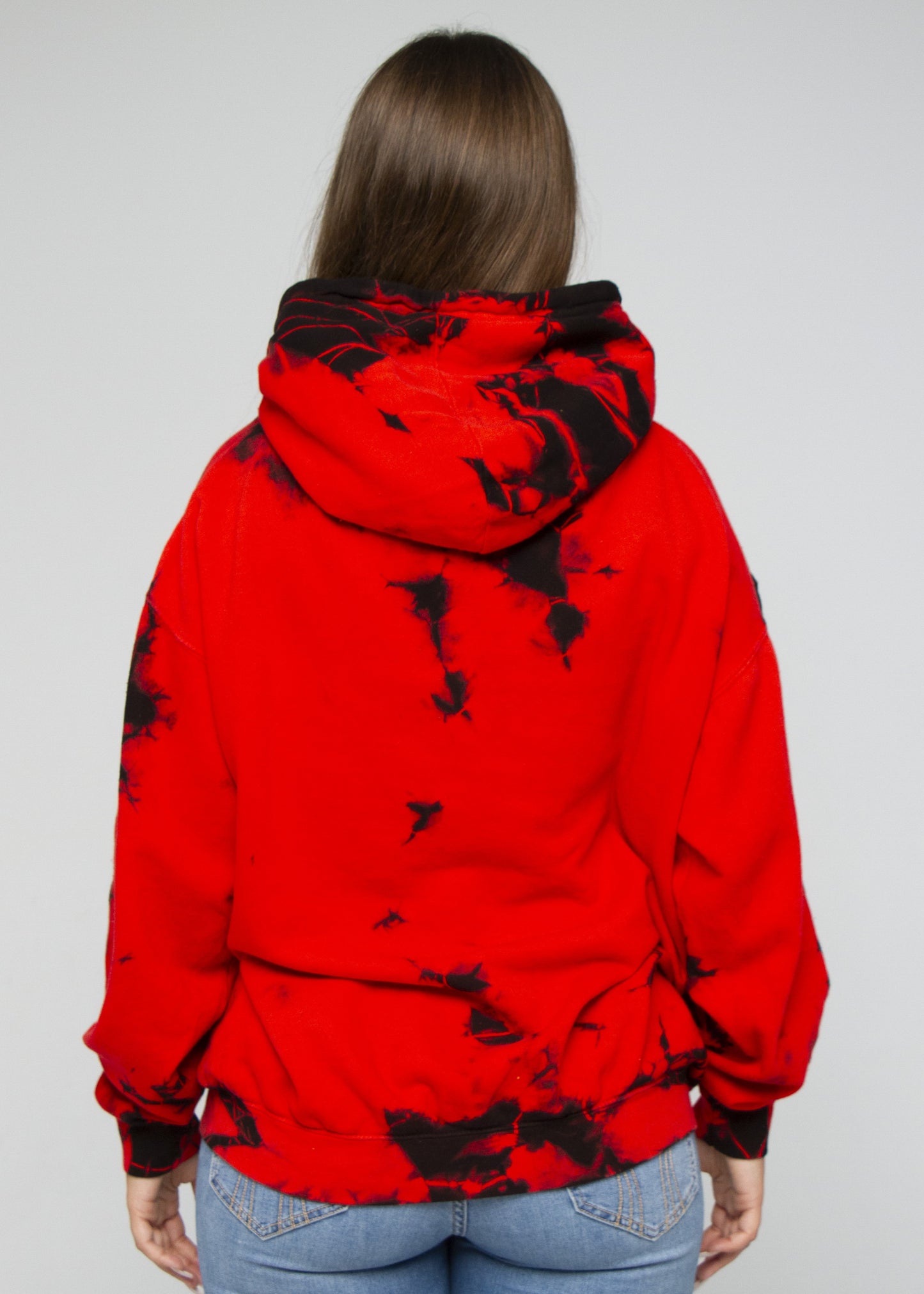 Red / Black Crystal Wash Tie Dye Hoodie