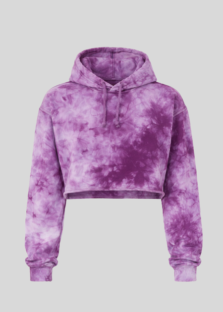 Magenta Crystal Wash Tie Dye Crop Top Hoodie | Custom Colors Apparel