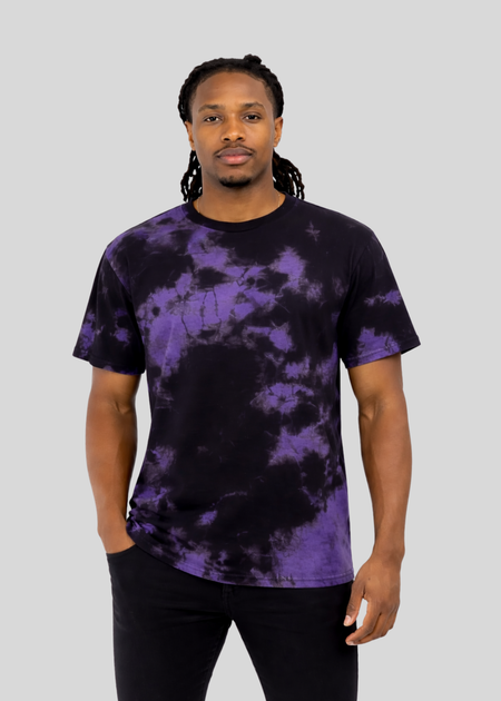 Black / Purple Crystal Wash Short Sleeve T-Shirt | Custom Colors