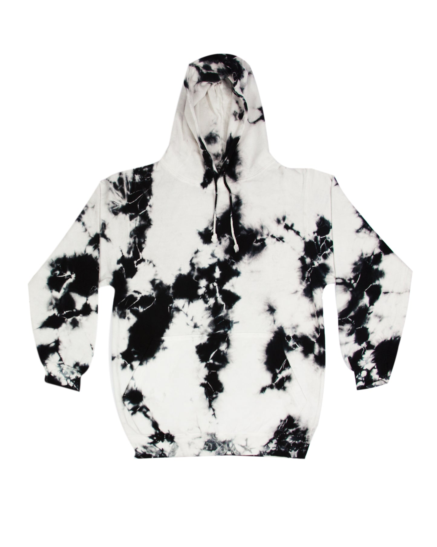 White / Black Crystal Wash Tie Dye Hoodie