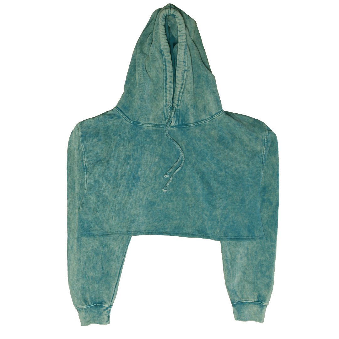 Aqua Mineral Wash Crop Top Hoodie | Custom Colors Apparel