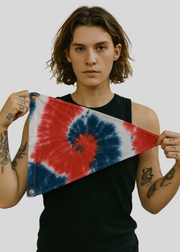 Red White and Blue Spiral Tie Dye Flag