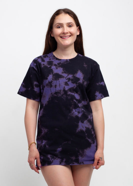 Black Purple Crystal Wash Tie Dye T-Shirt