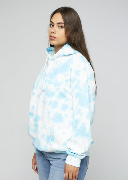 Aqua Blotchy Tie Dye Hoodie