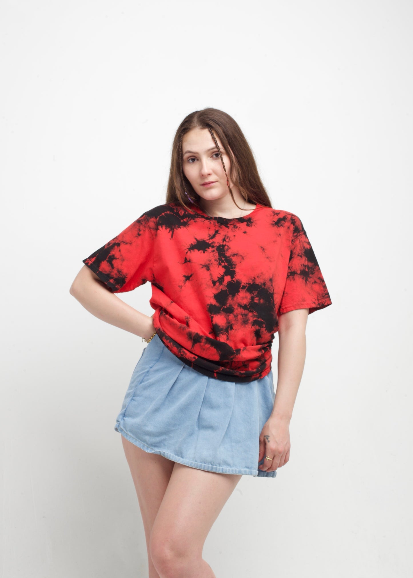 Red / Black Crystal Wash Tie Dye T-Shirt