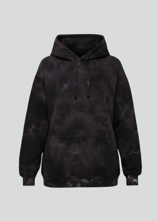 Black Crystal Wash Tie Dye Hoodie