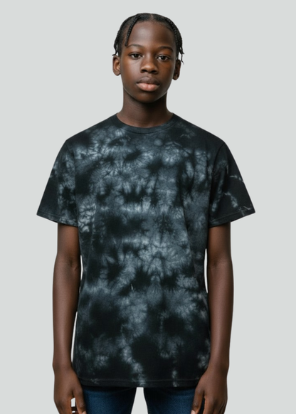 Black White Crystal Wash Tie Dye T-Shirt V2