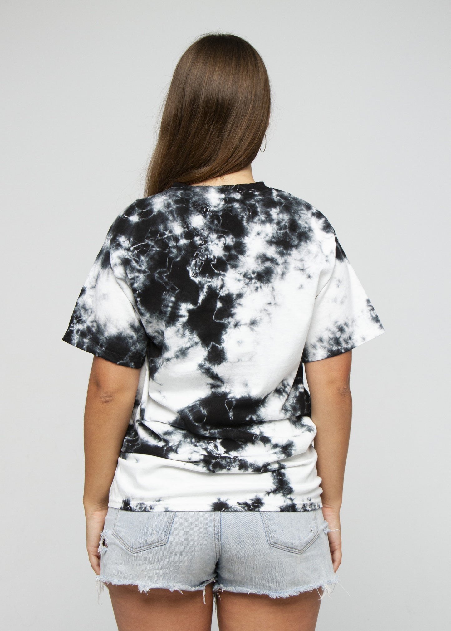 Black White Crystal Wash Tie Dye T-Shirt