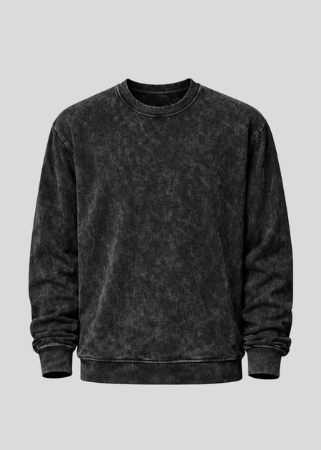 Black Mineral Wash Crewneck Sweatshirts