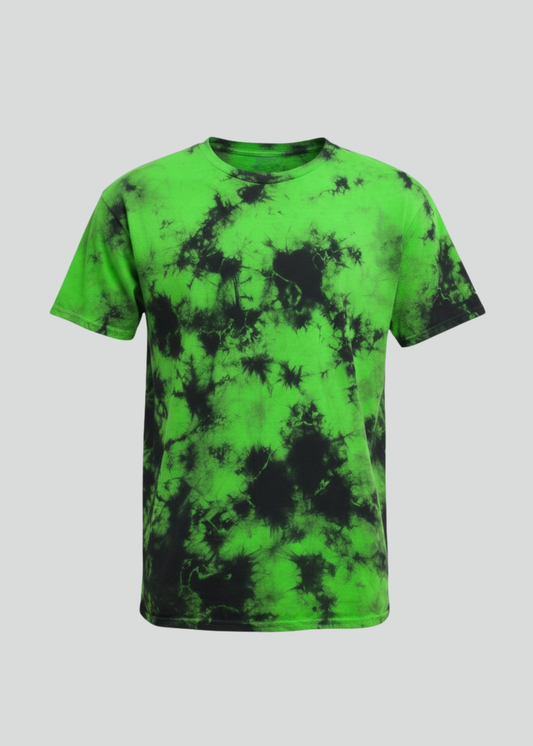 Green Black Crystal Wash Tie Dye T-Shirt