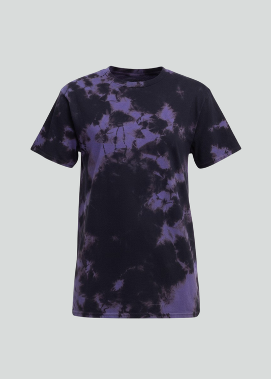 Black Purple Crystal Wash Tie Dye T-Shirt