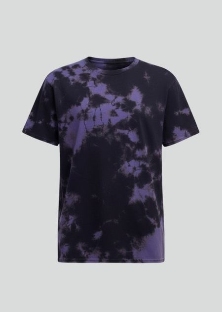 Black Purple Crystal Wash Tie Dye T-Shirt