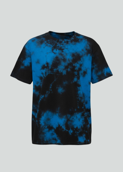 Blue Black Crystal Wash Tie Dye T-Shirt