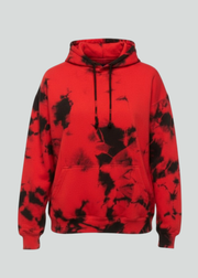 Red / Black Crystal Wash Tie Dye Hoodie