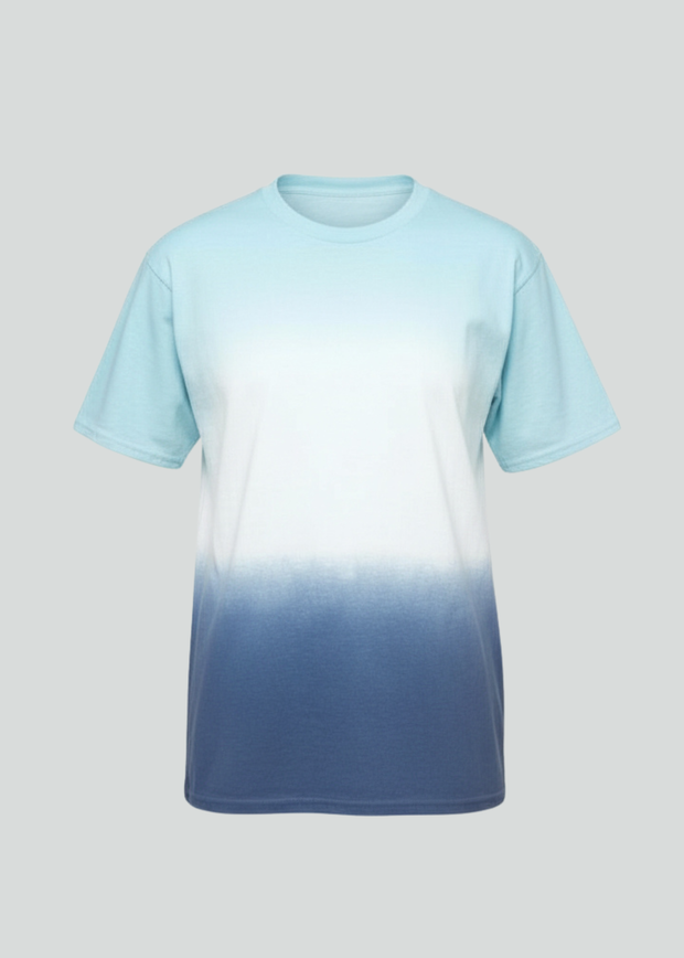 Aqua White Navy Dip Dye T-Shirt V3