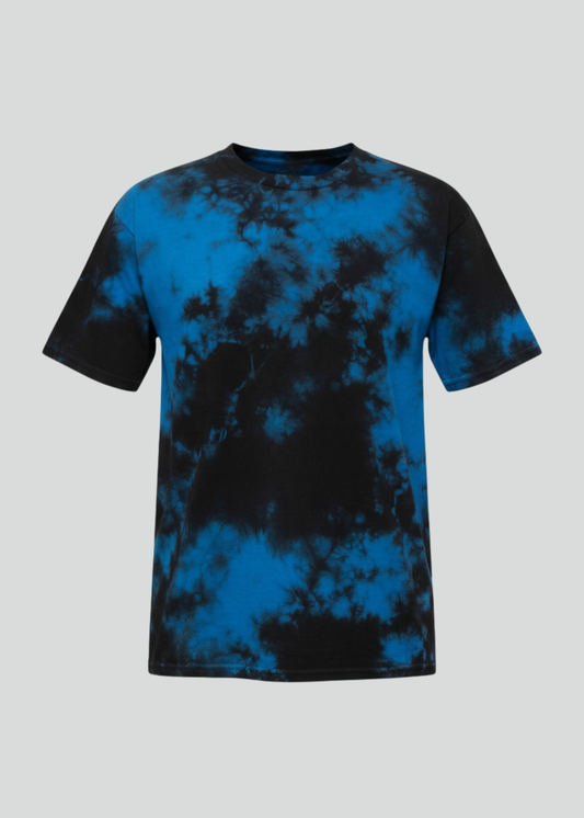 Blue Black Crystal Wash Tie Dye T-Shirt
