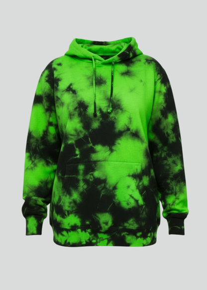Green Black Crystal Wash Tie Dye Hoodie