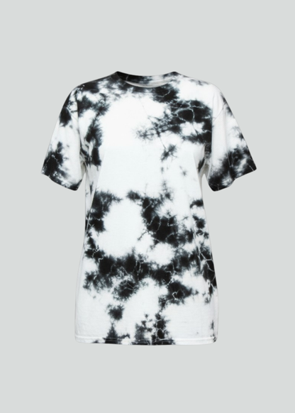 Black White Crystal Wash Tie Dye T-Shirt