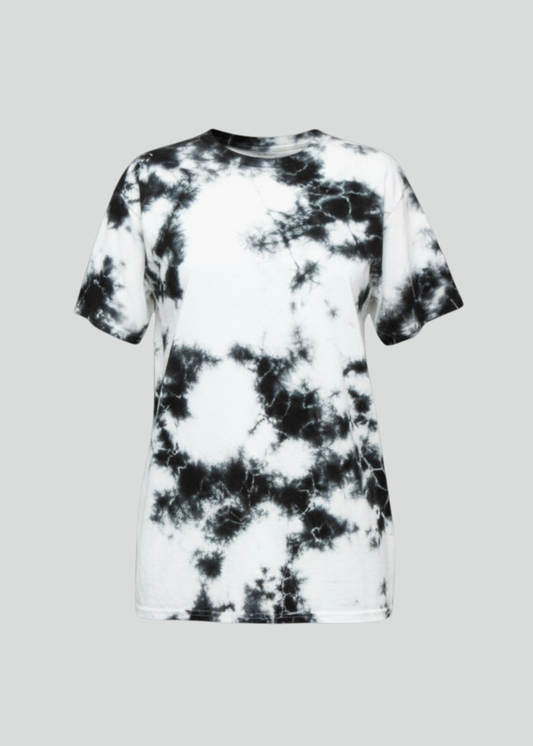 Black White Crystal Wash Tie Dye T-Shirt