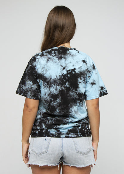 Columbia Blue Black Crystal Wash Tie Dye T-Shirt