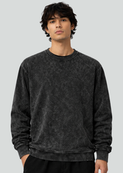 Black Mineral Wash Crewneck Sweatshirts