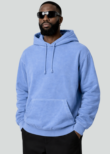 Baby Blue Pigment Dye Hoodie (Closeout)