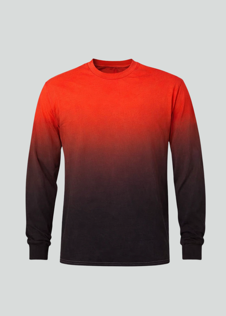 Red Black Dip Dye Long Sleeve T-Shirt