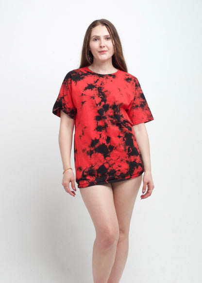 Red / Black Crystal Wash Tie Dye T-Shirt