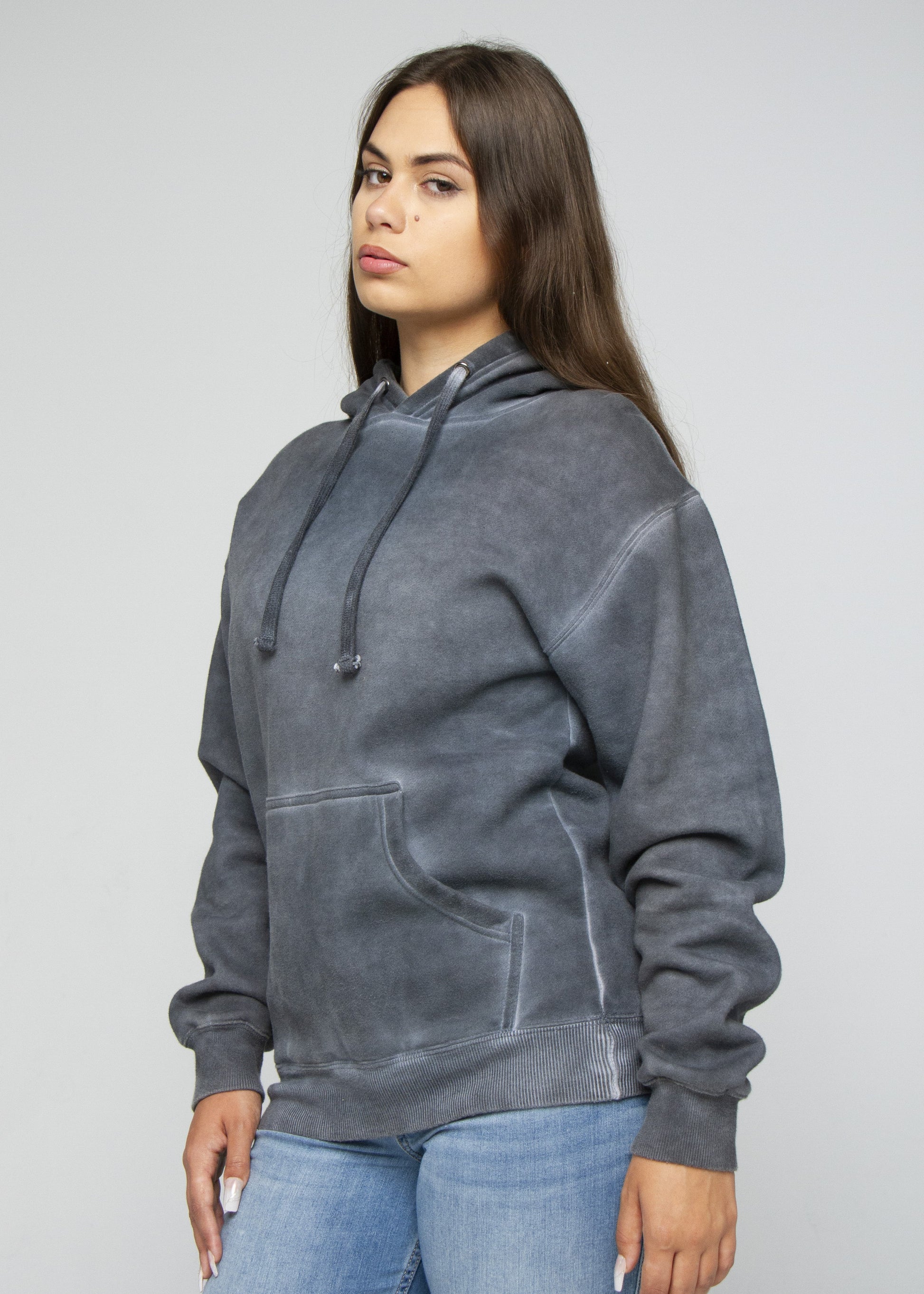 Navy Oil Wash Hoodie L - Main Image