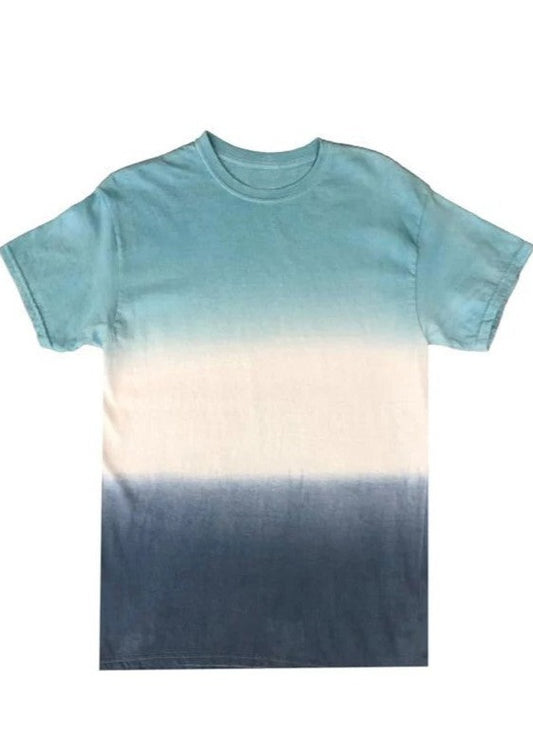 Aqua White Navy Dip Dye T-Shirt Alstyle 1301 V3