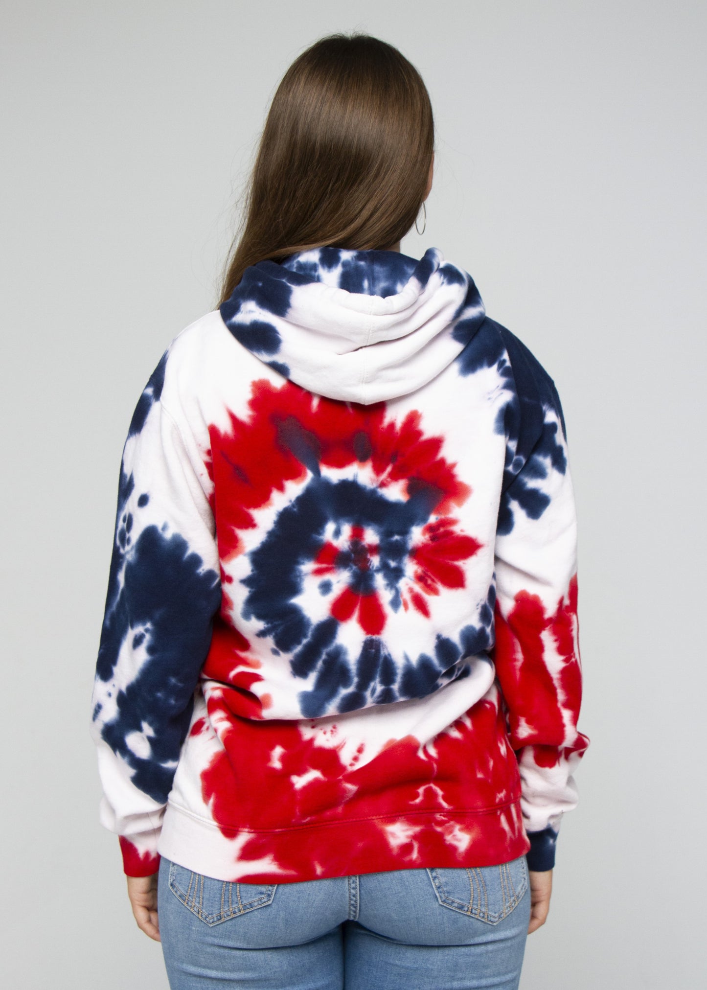 Red, White & Blue Spiral Tie Dye Hoodie