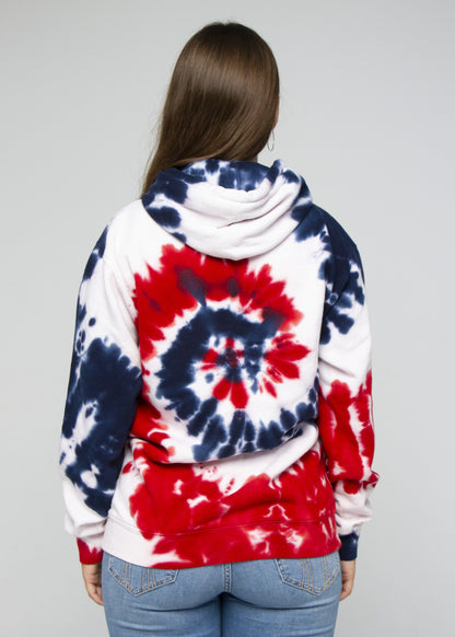 Red, White & Blue Spiral Tie Dye Hoodie