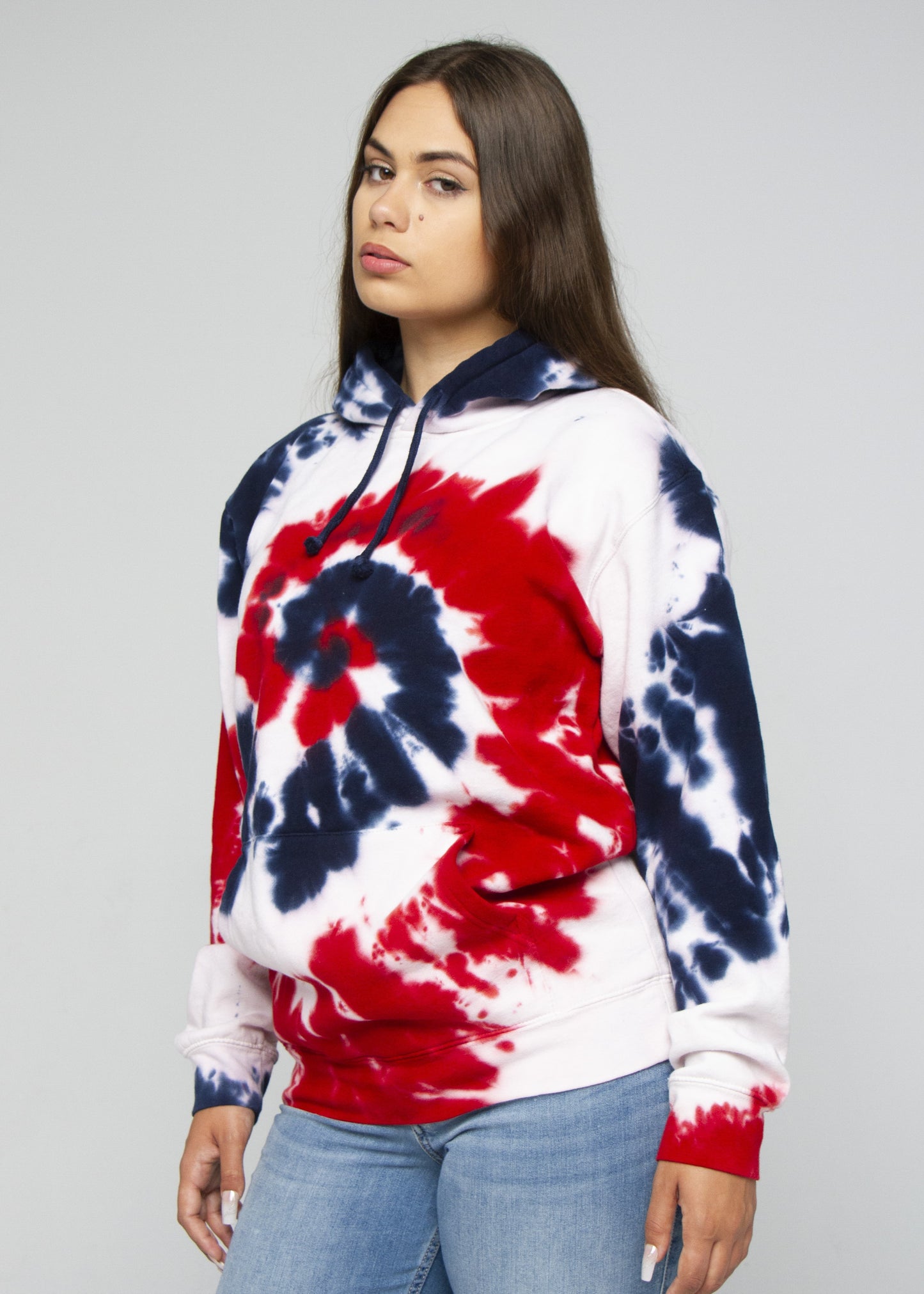 Red, White & Blue Spiral Tie Dye Hoodie