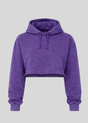 Purple Mineral Wash Crop Top Hoodie