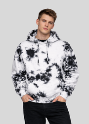 White / Black Crystal Wash Tie Dye Hoodie
