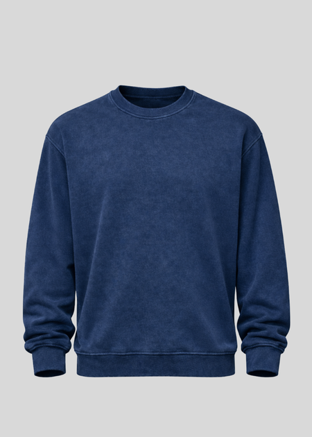 Navy Mineral Wash Crewneck Sweatshirts