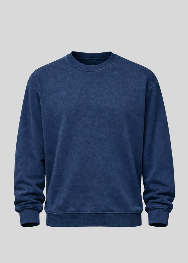 Navy Mineral Wash Crewneck Sweatshirts
