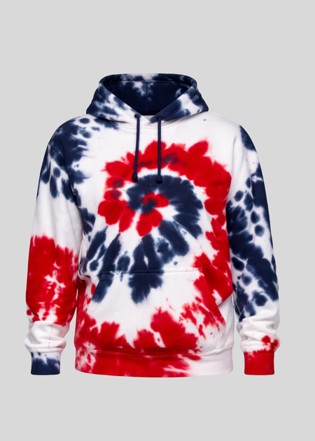 Red, White & Blue Spiral Tie Dye Hoodie