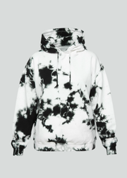 White / Black Crystal Wash Tie Dye Hoodie